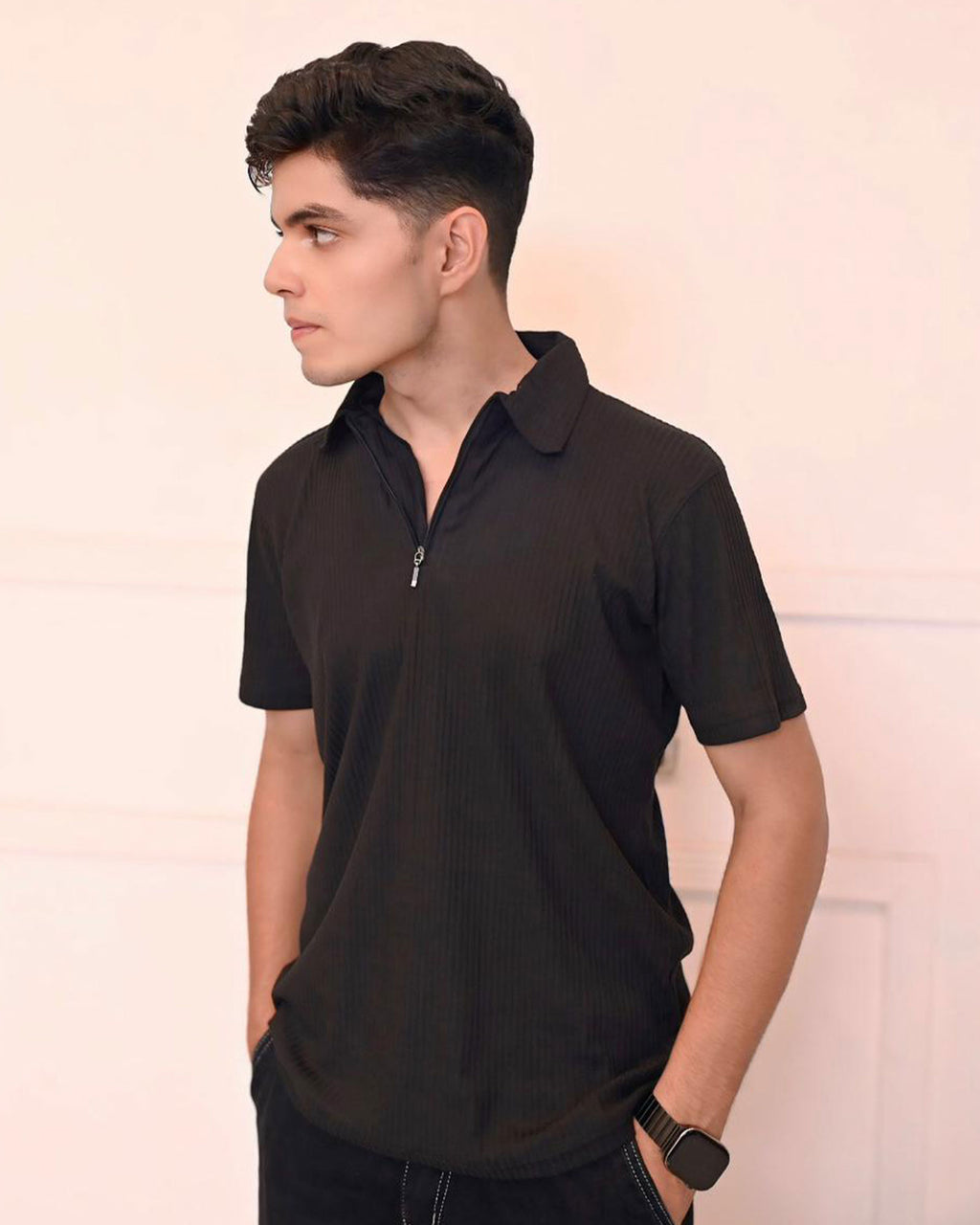 Noir Zip Polo Shirt