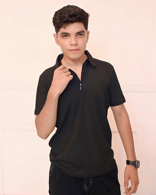 Noir Zip Polo Shirt