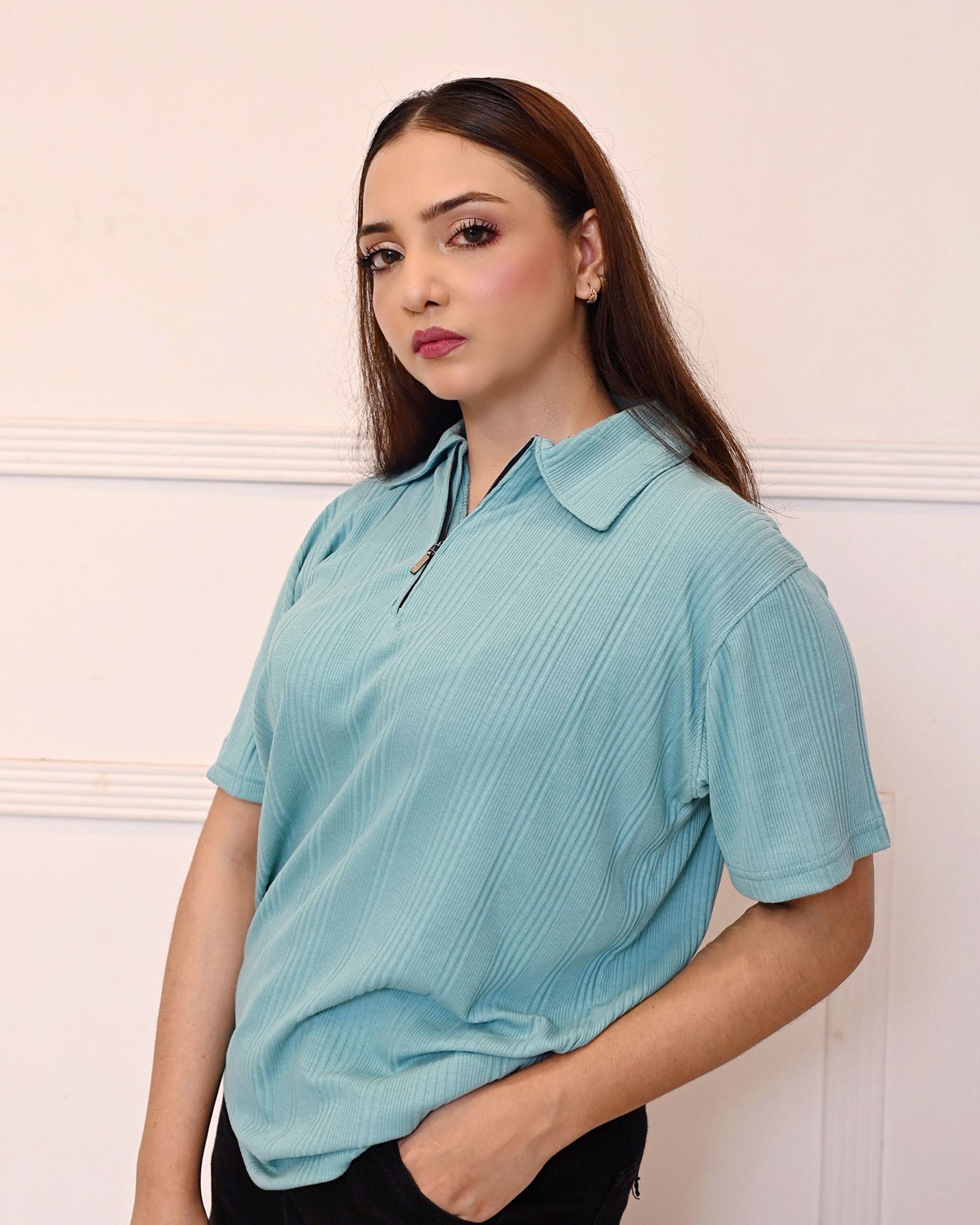 Noir Zip Polo Shirt