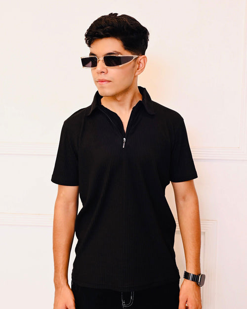 Noir Zip Polo Shirt