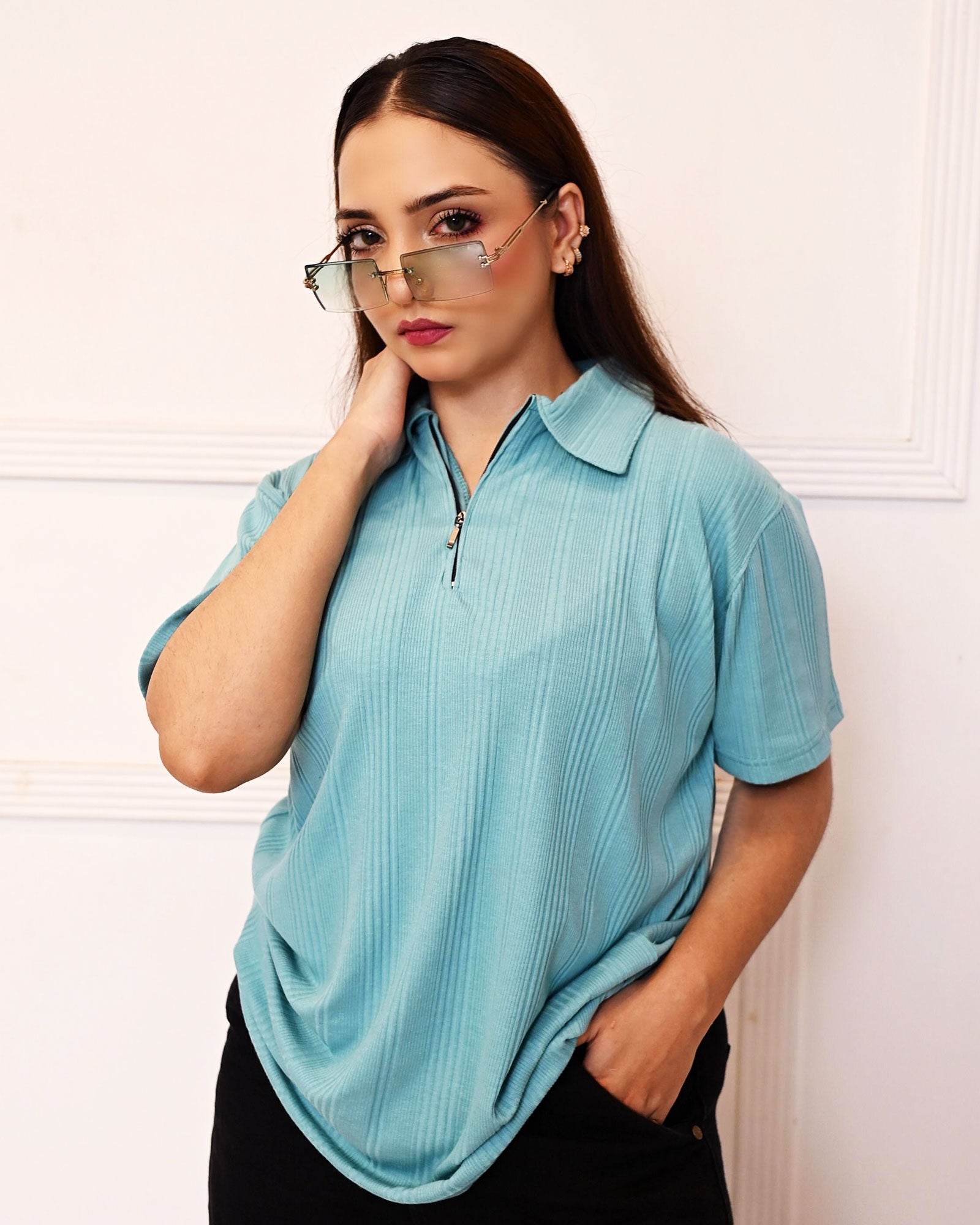 Noir Zip Polo Shirt